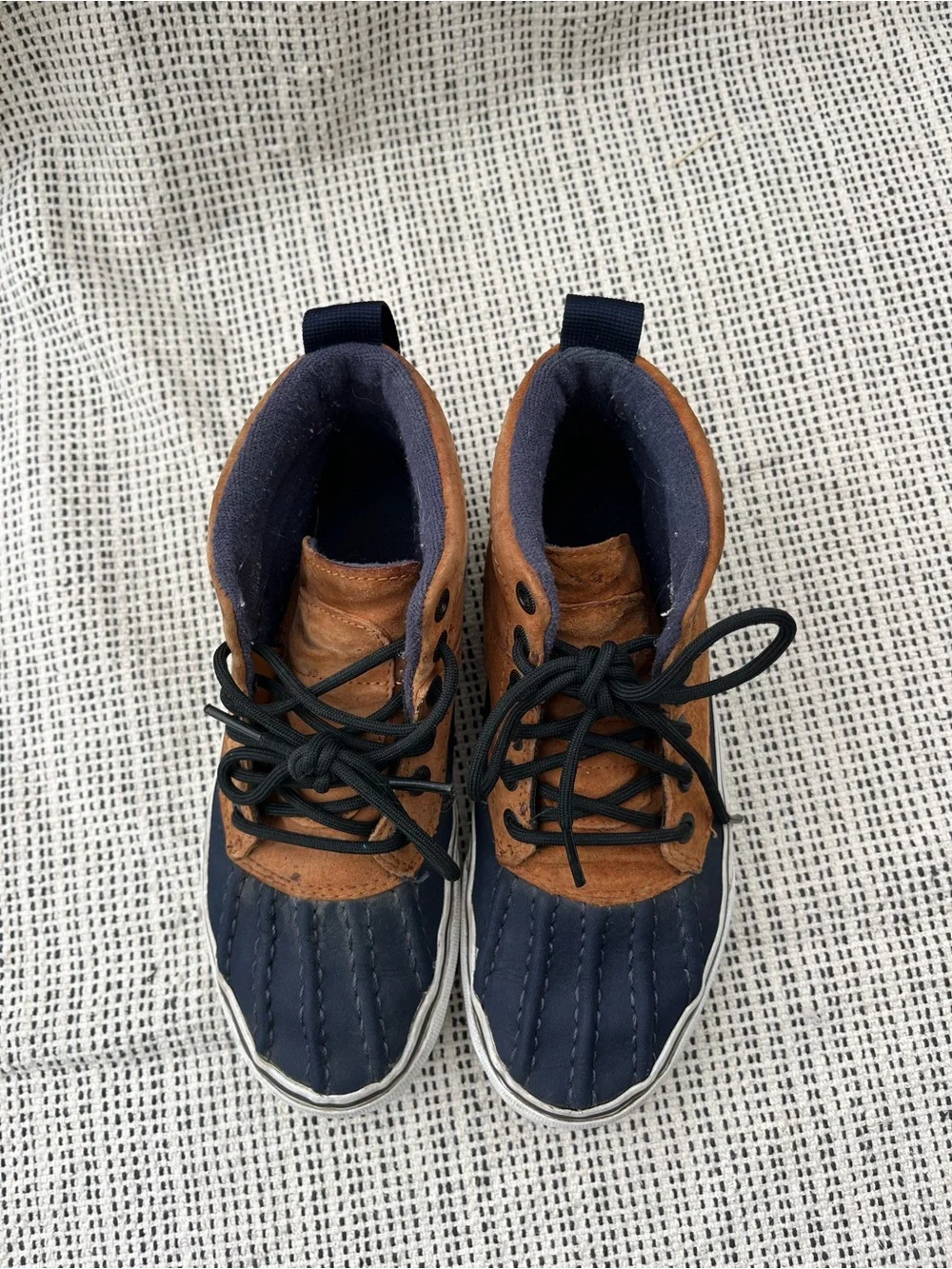 Vans Brown Suede and Navy Duck-Style Mid-Top Sneakers- Women’s 7